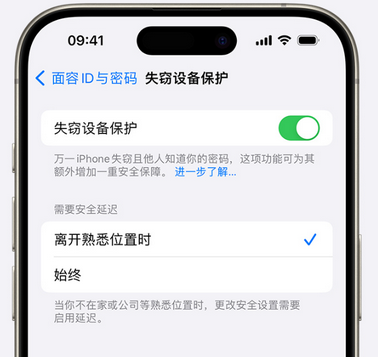 武定苹果手机维修分享iOS17'失窃设备保护'功能是什么？ 